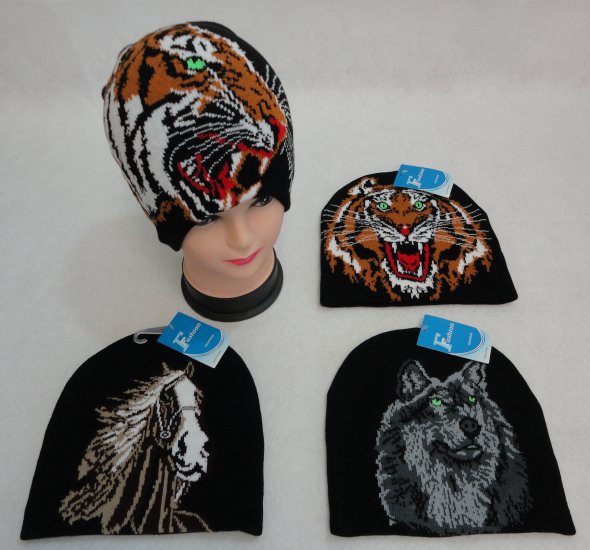 Knitted BEANIE [Tiger/Horse/Wolf]